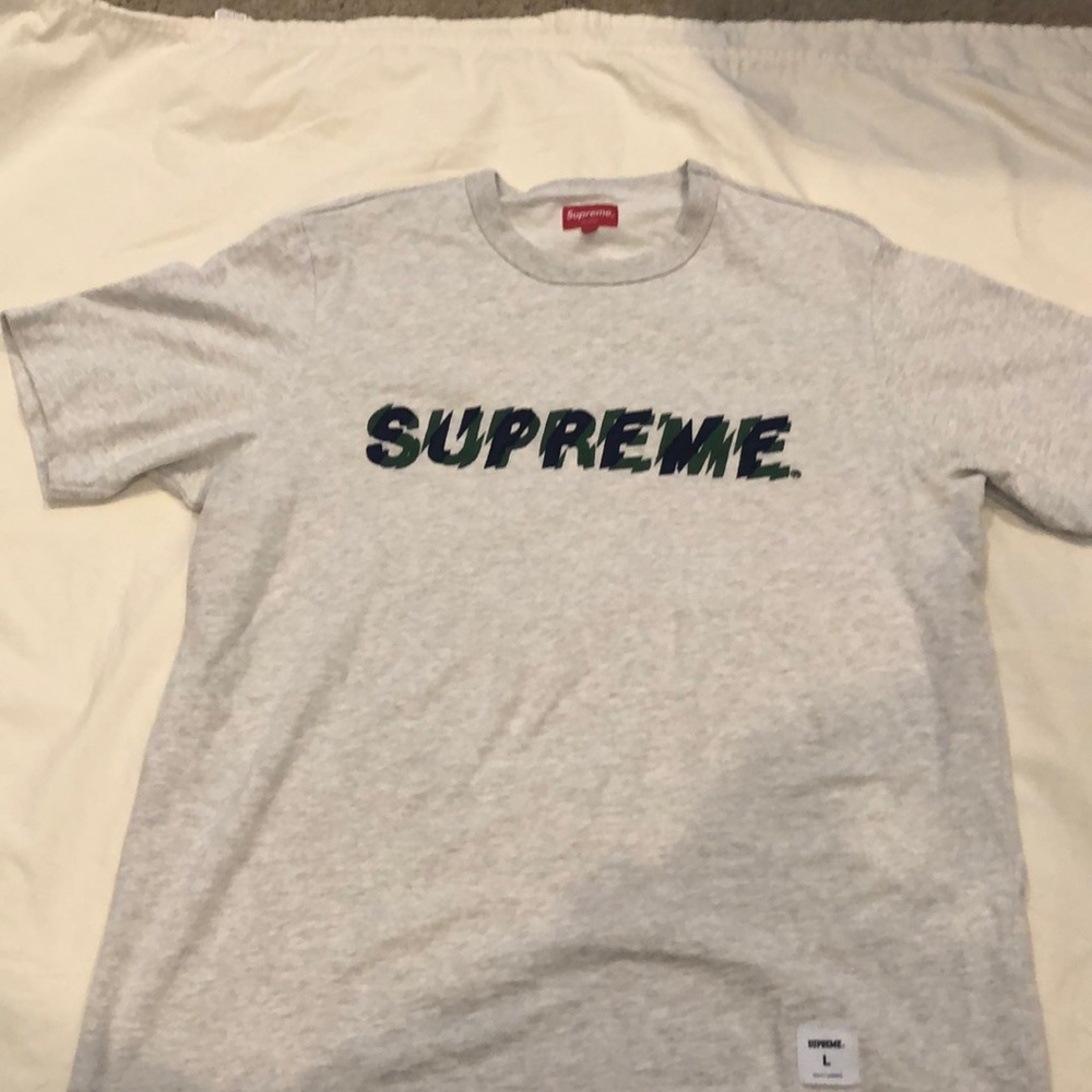 Supreme embroidered T-shirt Gray Large